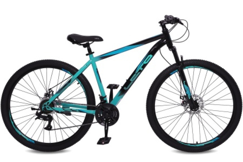 Велосипед 29" LETO FOX, сталь, рама 19", 21-ск, черный/бирюзовый