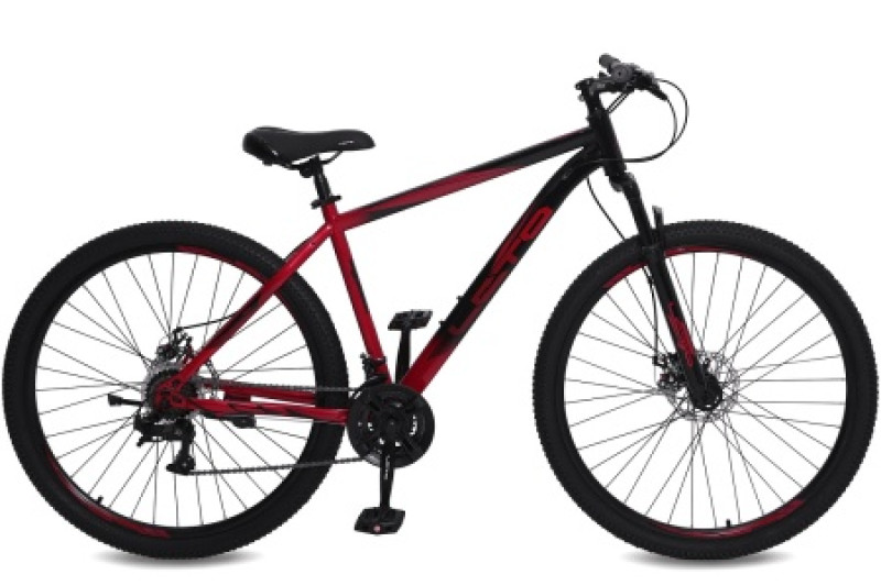 Велосипед 29" LETO FOX, сталь, рама 19", 21-ск, черный/красный
