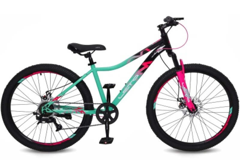 Велосипед 26" LETO ALMA, сталь, рама 15", 7-ск, зеленый/черный