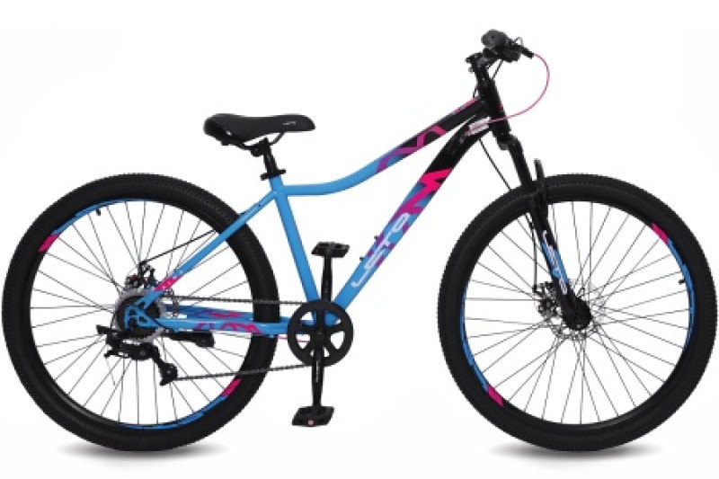 Велосипед 27,5" LETO ALMA, сталь, рама 16", 7-ск, голубой/черный