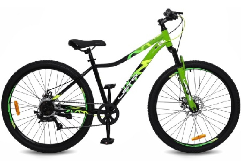 Велосипед 27,5" LETO ALMA, сталь, рама 16", 7-ск, черный/зеленый