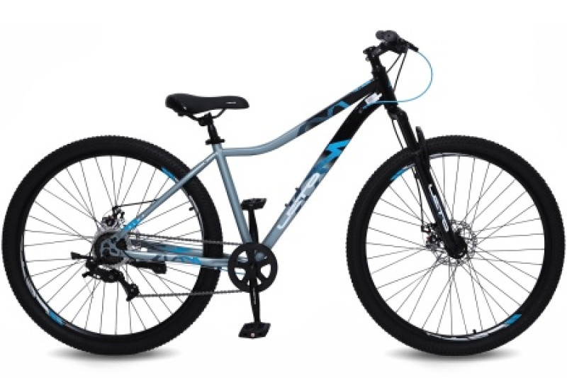 Велосипед 29" LETO ALMA, сталь, рама 17", 7-ск, серый/голубой