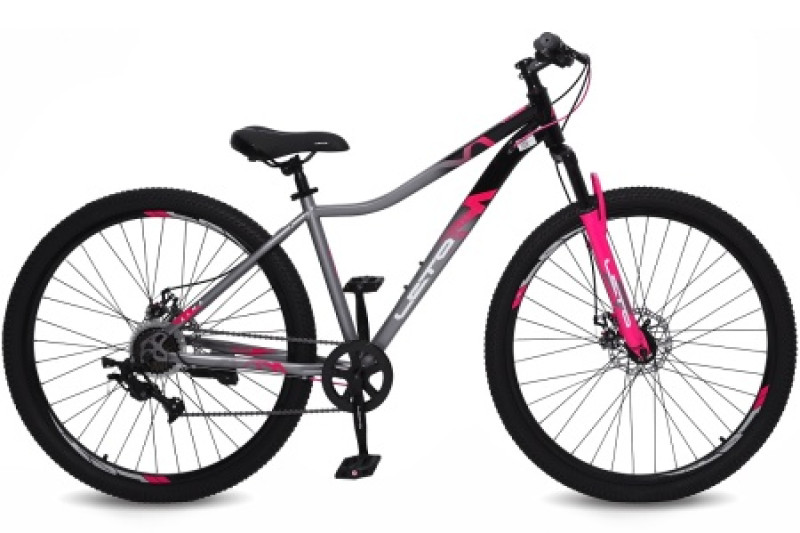 Велосипед 29" LETO ALMA, сталь, рама 17", 7-ск, серый/розовый