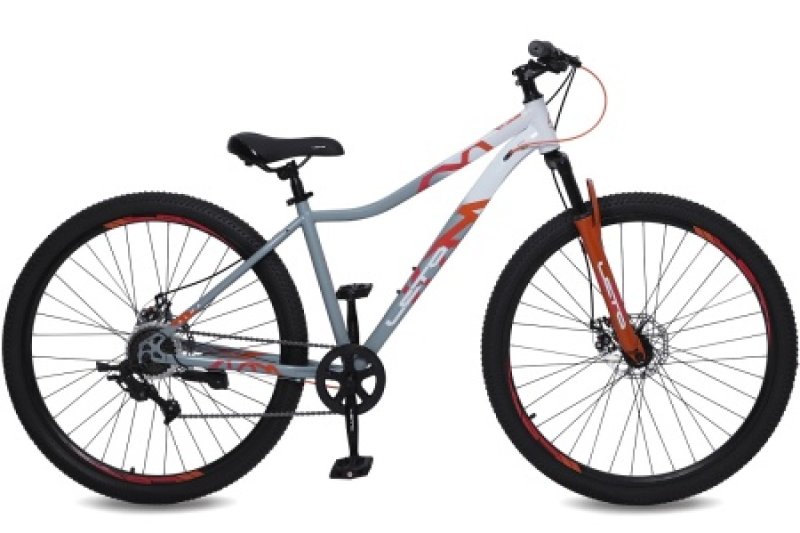 Велосипед 29" LETO ALMA, сталь, рама 17", 7-ск, серый/белый