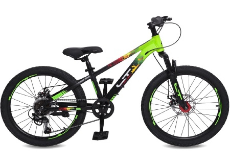 Велосипед 22" LTBIKE SKILL, алюминий, рама 11", 6-ск, черный/лайм